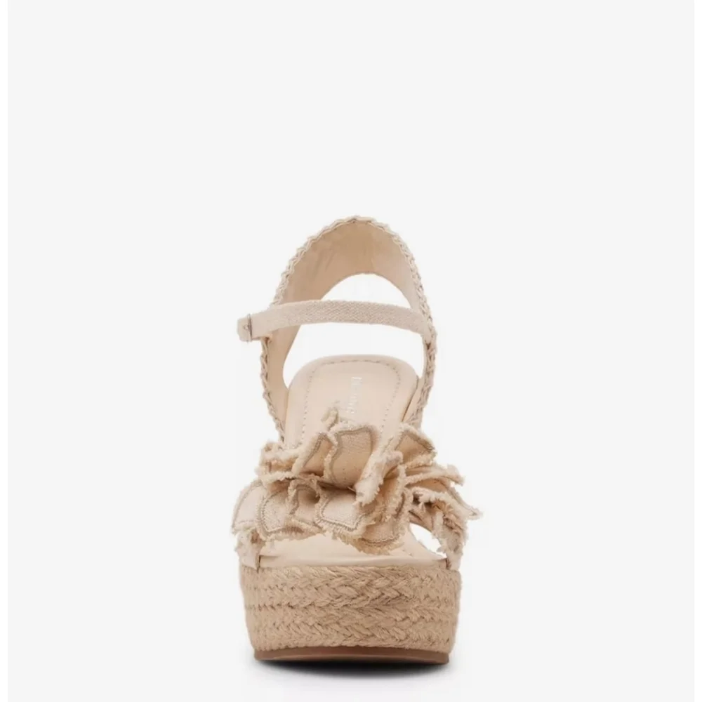 Rosset Espadrille Macrame Wedge Platform Sandal 10 M - Beige Linen Off White